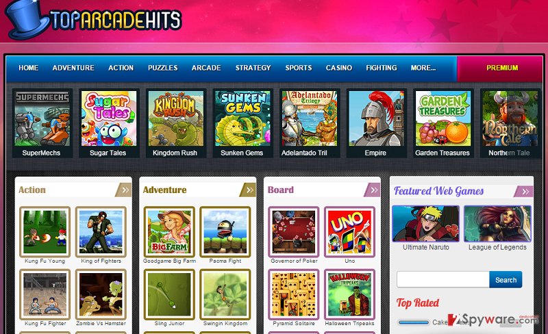 TopArcadeHits.com pop-up virus snapshot TopArcadeHits.com pop-up virus snapshot