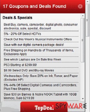 TopDeal adware snapshot TopDeal adware snapshot