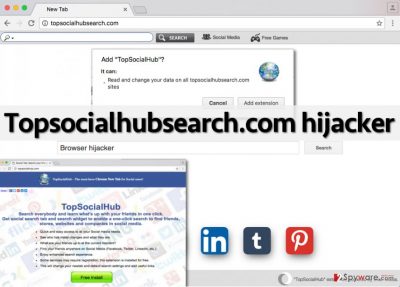 Topsocialhubsearch.com virus presents this search engine