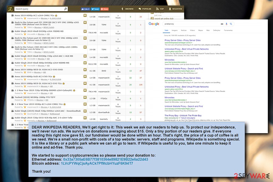 Torrent Movies virus fake Wikipedia donation request