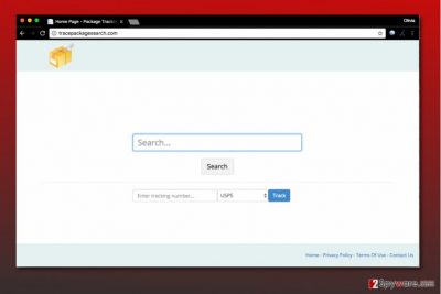 Screenshot of Tracepackagesearch.com search engine