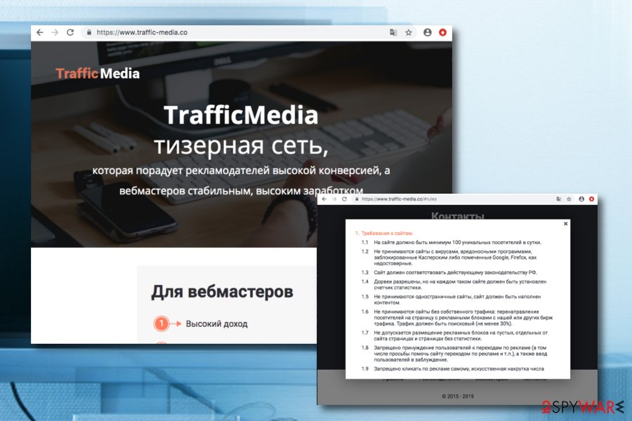 Traffic Media pop-up ads