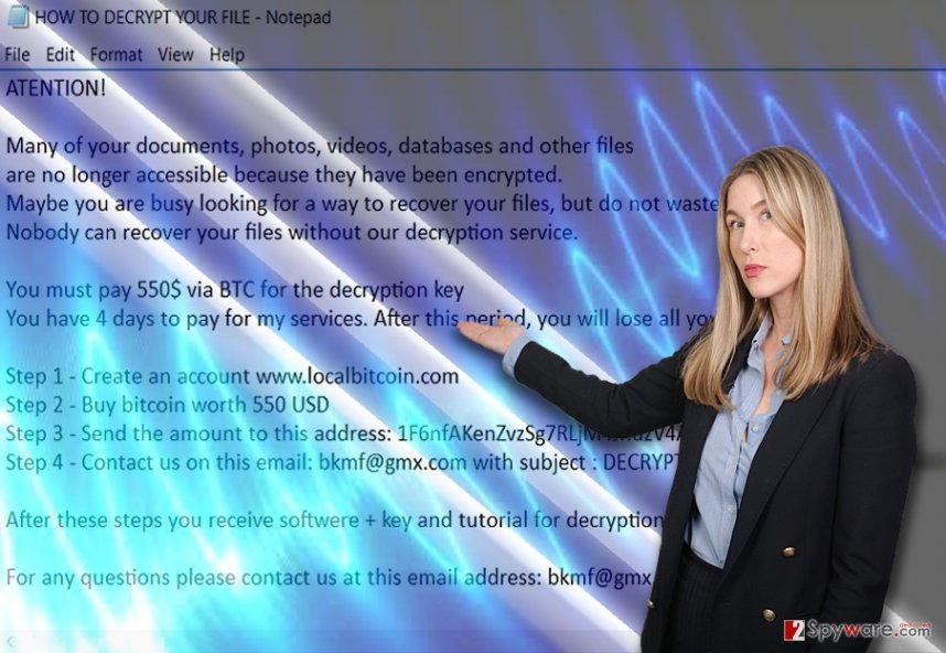The screenshot of TraNs ransomware 