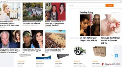 The image revealing Trending Articles virus