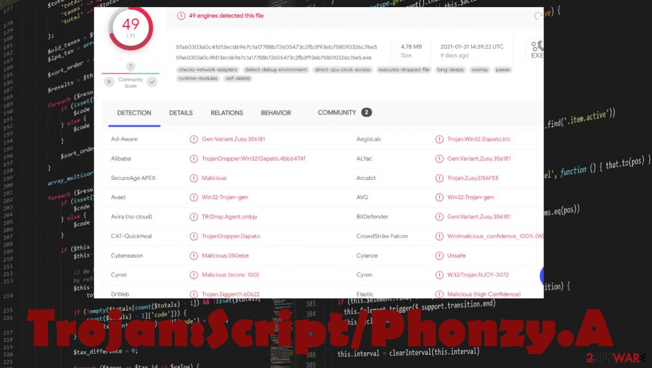 Remove Trojan:Script/Phonzy.A (Free Instructions) - Removal Guide