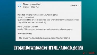 TrojanDownloader:HTML/Adodb.gen!A