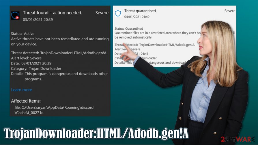 TrojanDownloader:HTML/Adodb.gen!A virus