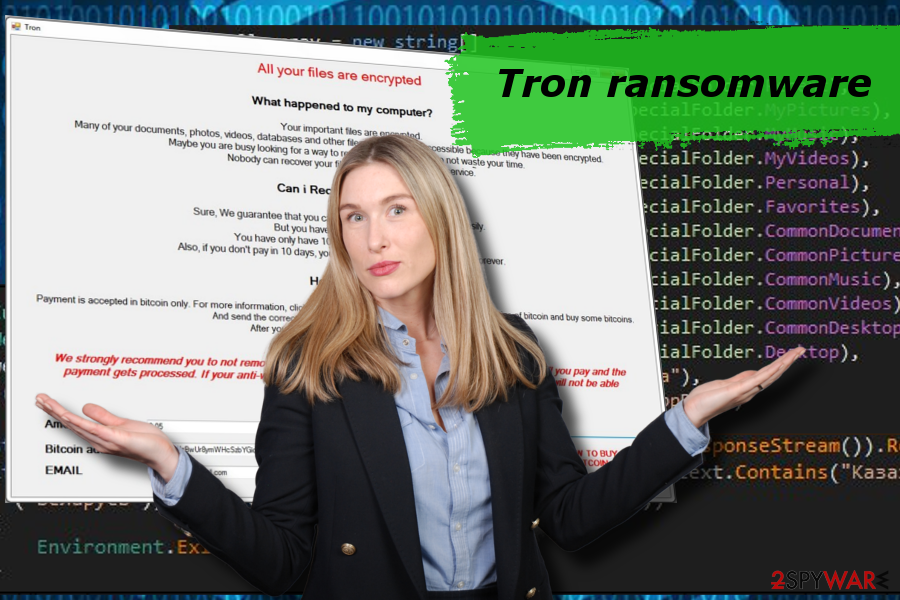 Tron ransomware printscreen