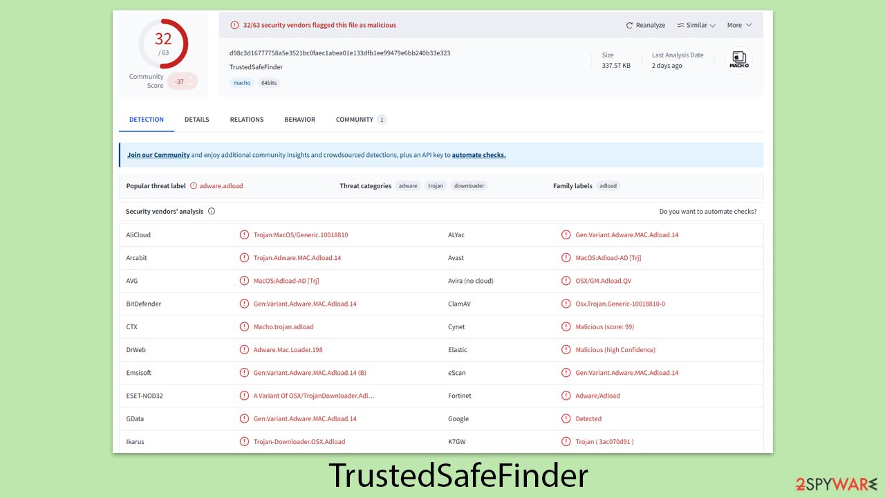 TrustedSafeFinder Mac virus