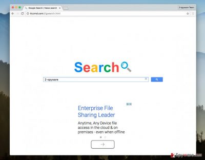 A screenshot of the Ttczmd.com browser hijacker virus