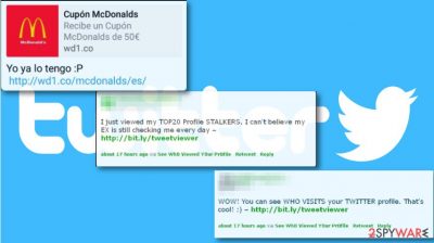 Phony messages that Twitter virus posts via infected accounts