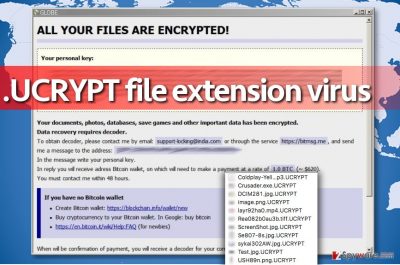 Image showing .UCRYPT file extension virus behavior