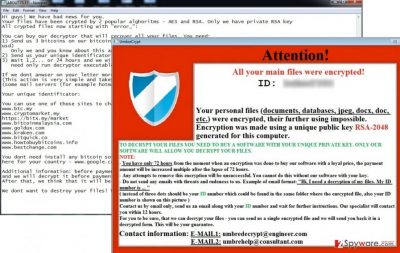 UmbreCrypt Ransomware screenshot example