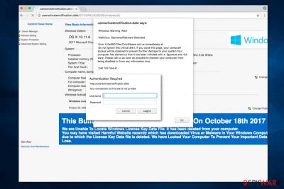 "Unable to Locate Windows License Key" virus alert
