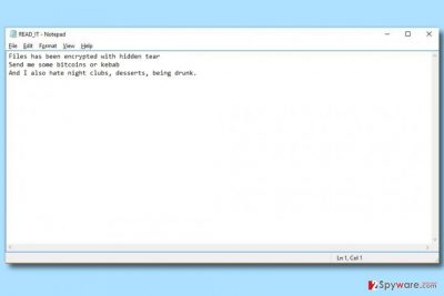 Ransom note left by Unikey virus