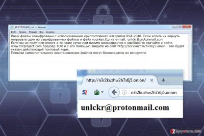 The image of Unlckr ransomware virus