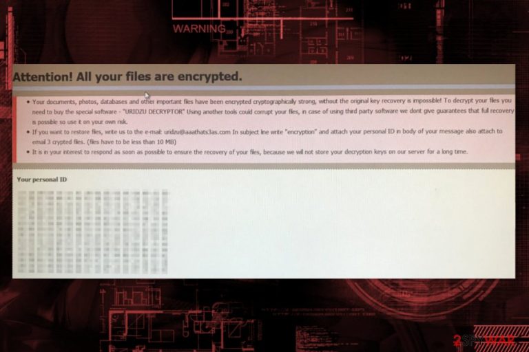 Uridzu ransomware ransom note