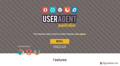 A screenshot of the User-Agent Switcher adware