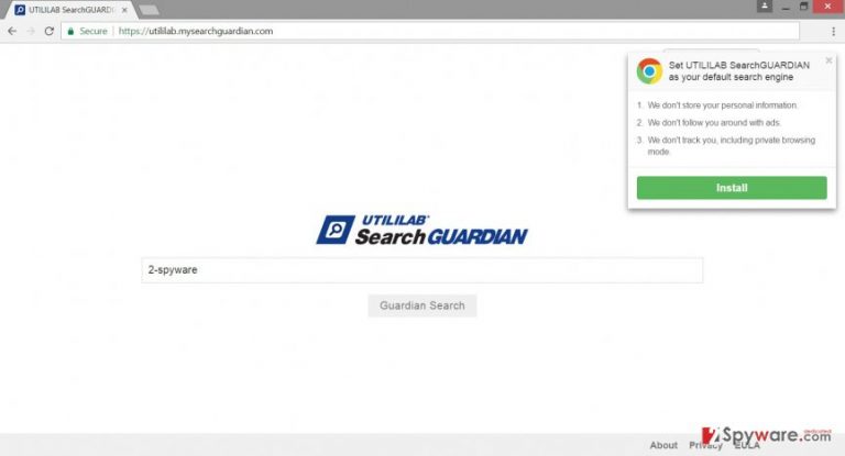 Screenshot of Utililab.mysearchguardian.com virus