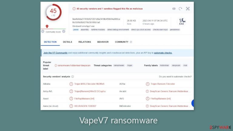 VapeV7 ransomware