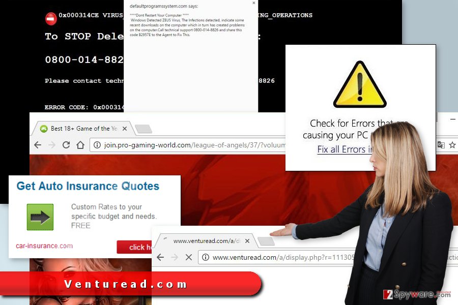 Ads delivered by Venturead.com redirect virus