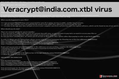 An illustration of veracrypt@india.com.xtbl ransomware virus