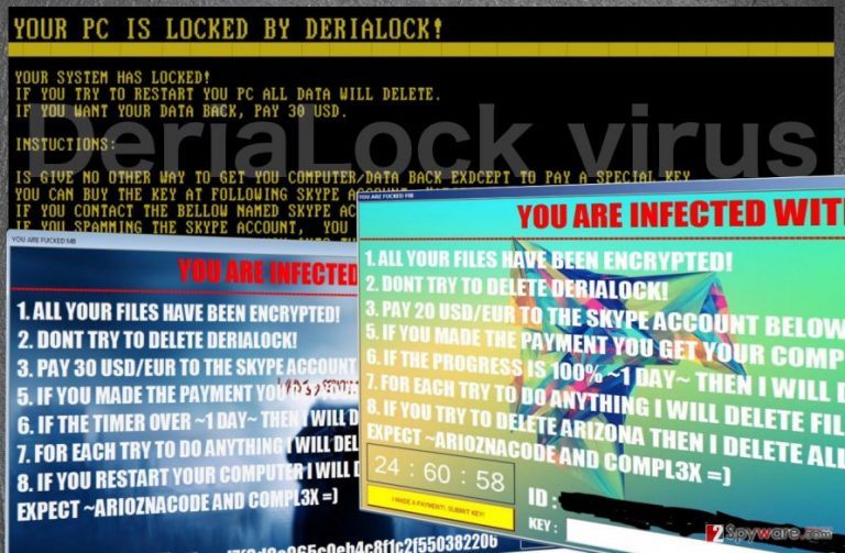 Illustration of DeriaLock virus versions