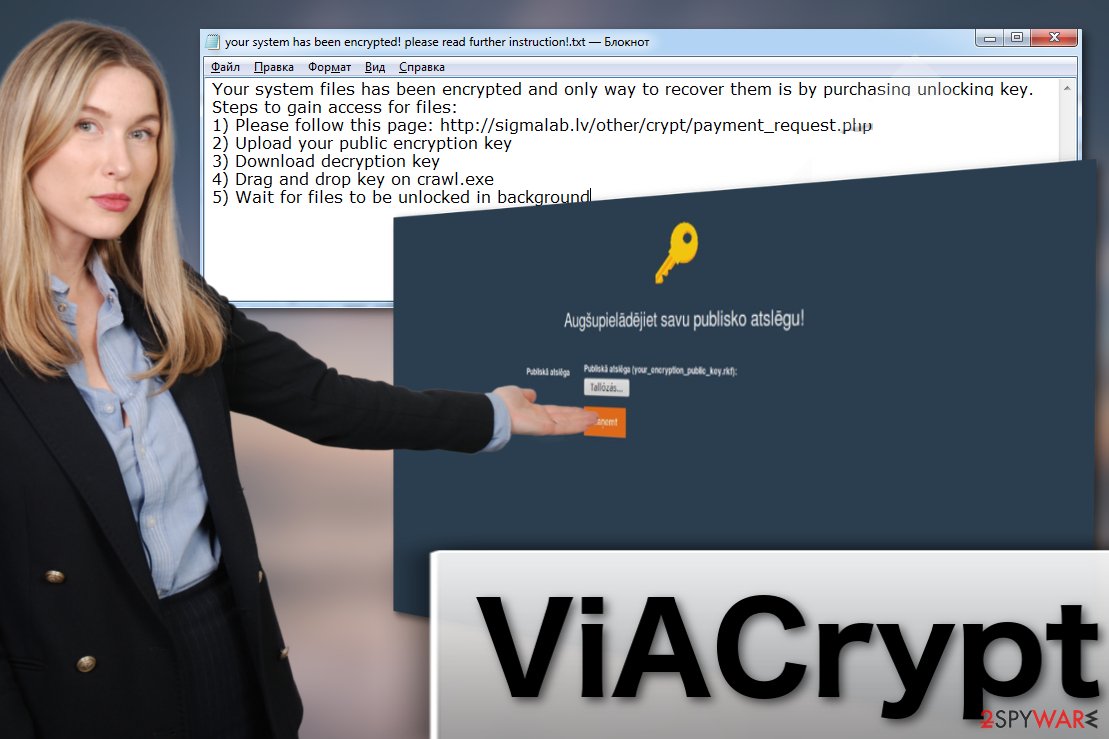 ViACrypt ransomware virus illustration