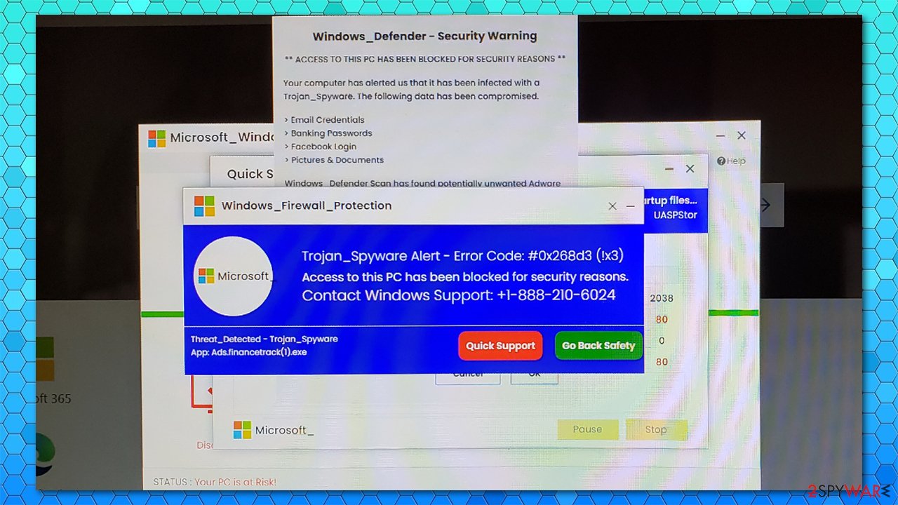 Trojan_Spyware Alert - Error Code #0x268d3 (!x3) fake alert