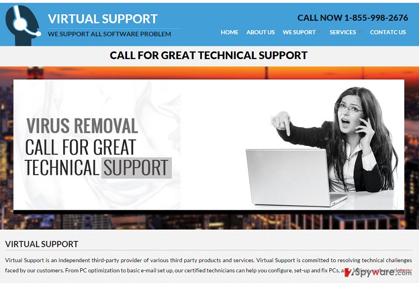 Virtual-support.org pop-up virus snapshot Virtual-support.org pop-up virus snapshot