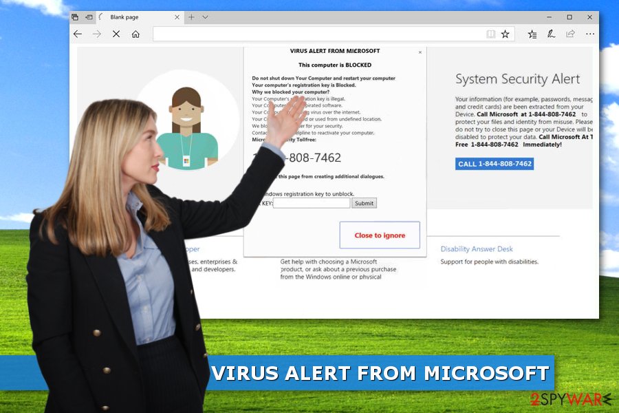 VIRUS ALERT FROM MICROSOFT tech support scam