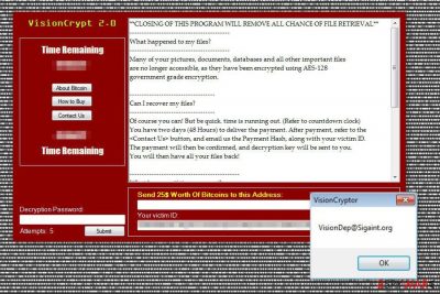 Ransom note by VisionCrypt ransomware virus
