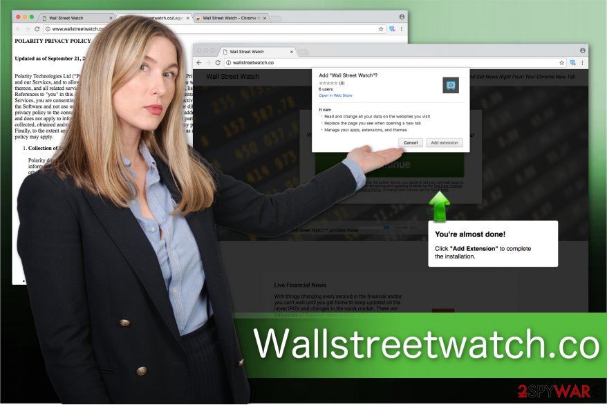 The illustration of Wallstreetwatch.co browser hijacker