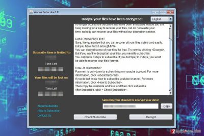 Ransom note by Wanna Subscribe ransomware virus