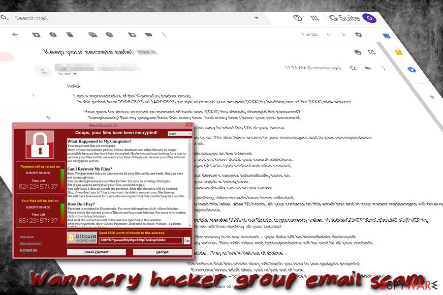 WannaCry hacker group email scam
