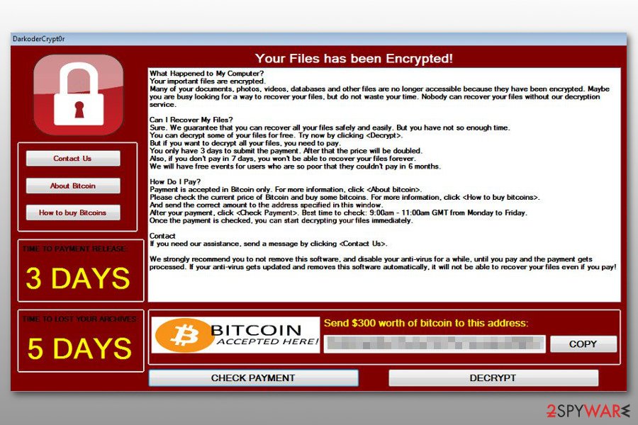 WannaCry imposter DarkoderCrypt0r ransomware