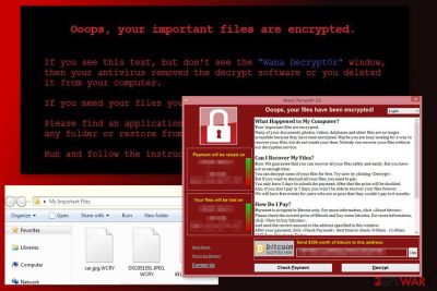 The image of WannaCry 2.0 ransomware virus 