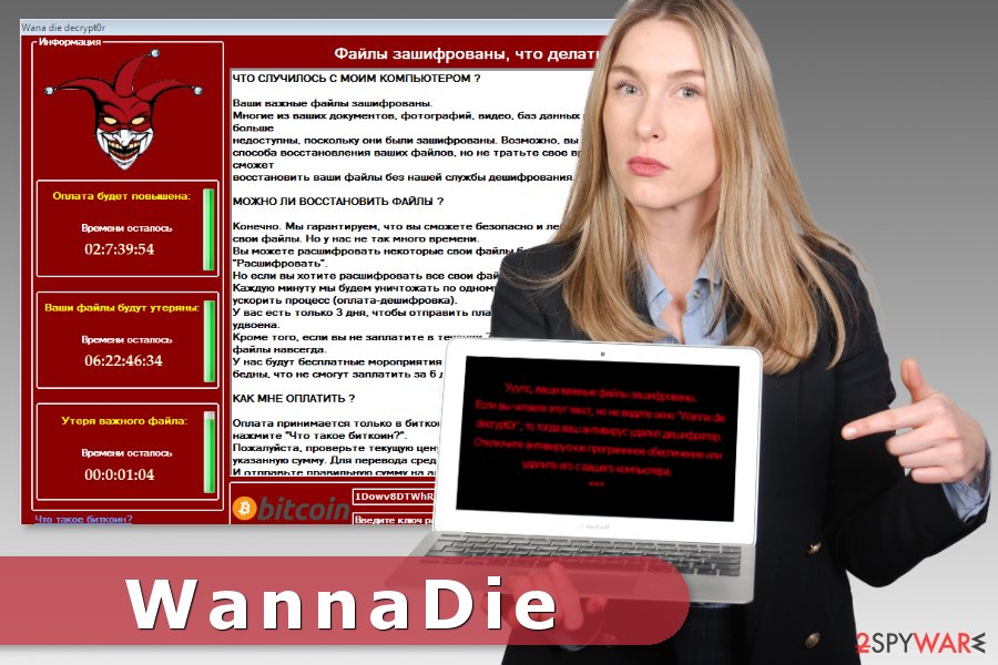 The image of WannaDie ransomware virus