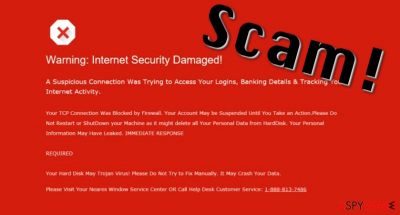 "Warning: Internet Security Damaged" virus displays a fake message about system status