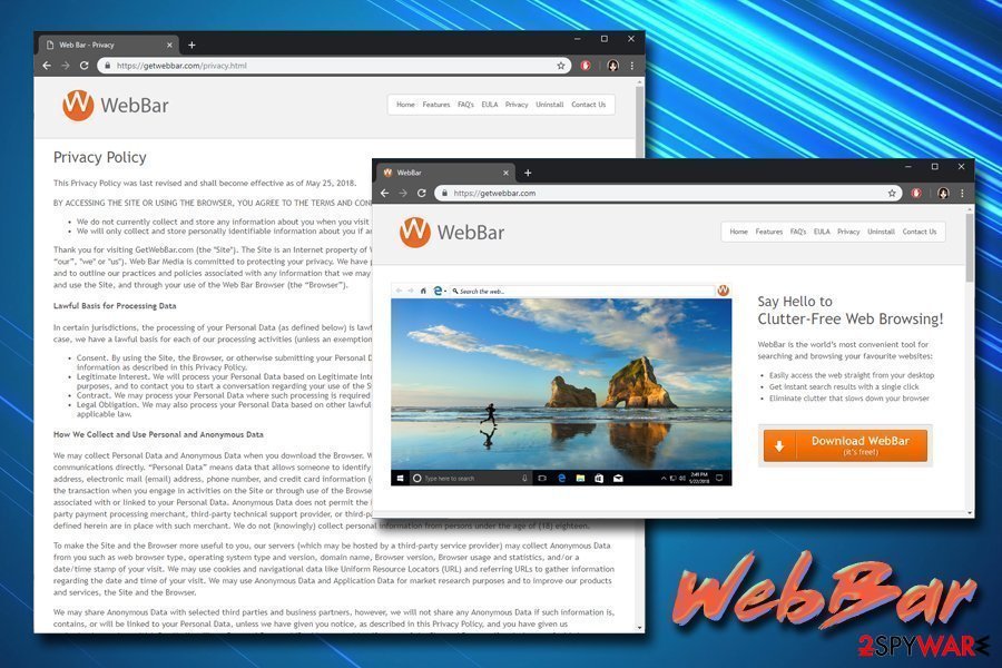 WebBar Privacy policy