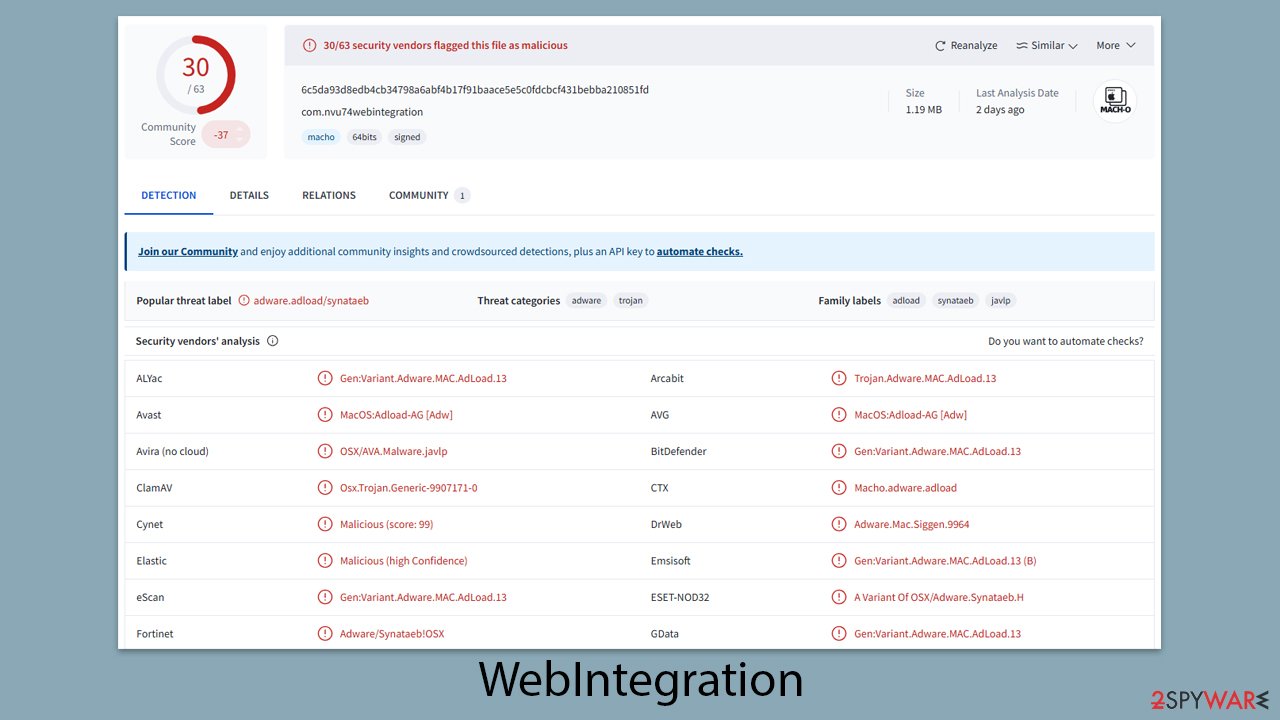 WebIntegration Mac virus