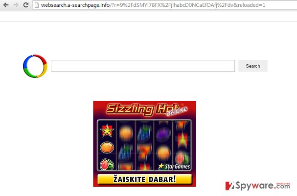 Websearch.a-searchpage.info virus snapshot Websearch.a-searchpage.info virus snapshot