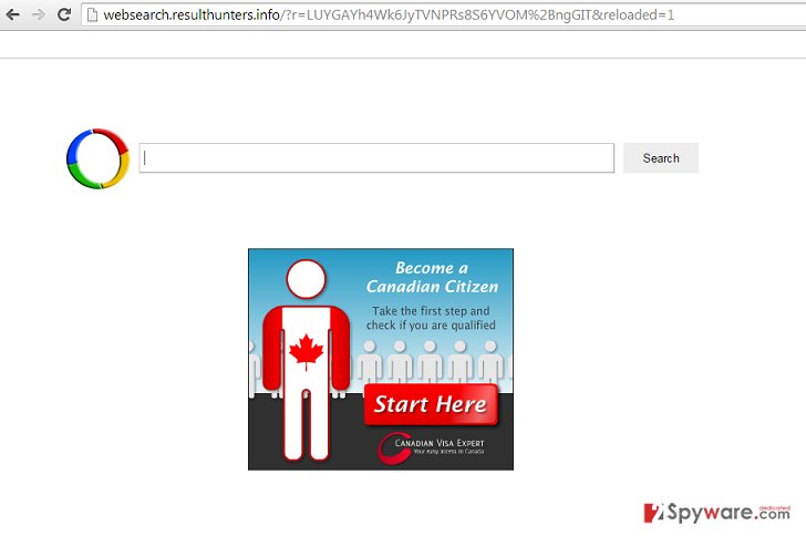 Websearch.resulthunters.info redirect virus Websearch.resulthunters.info redirect virus
