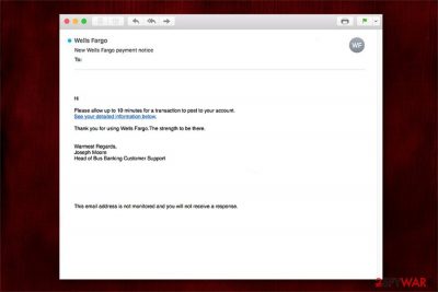 Wells Fargo Email scam image