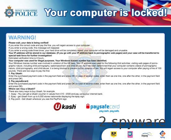 West Yorkshire Police Ukash ransomware