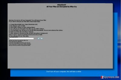 Whycry ransomware screen