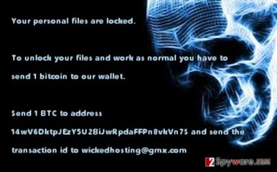 The screenshot of Wicked Locker HT virus