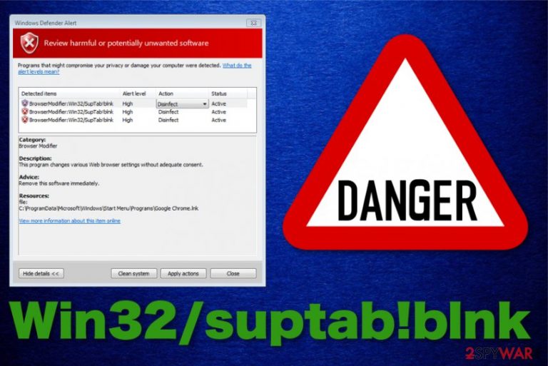 Win32/suptab!blnk virus detection name