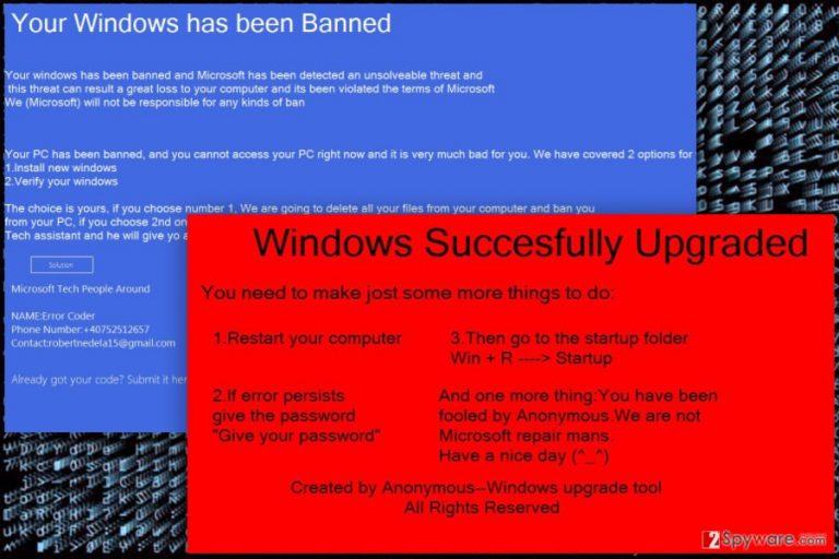The image of WinBan ransomware virus