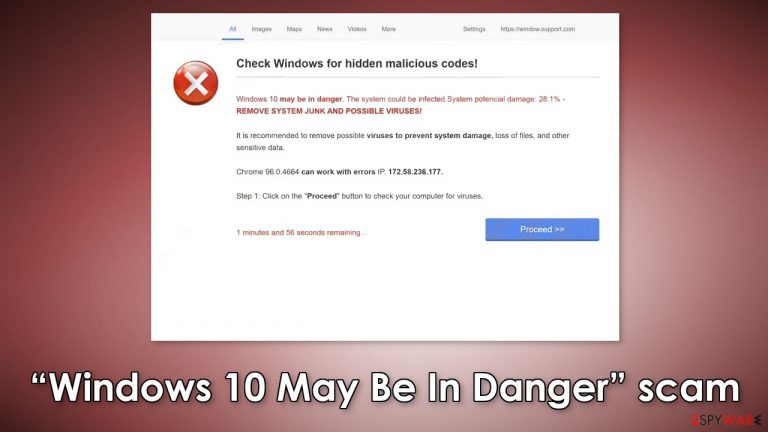 “Windows 10 May Be In Danger” scam